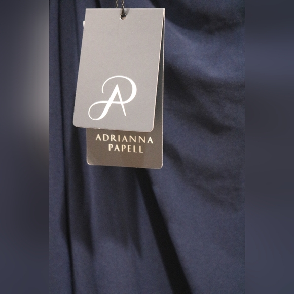 Adrianna Papell Women's Asymmetric Beaded V-Neck Dress - Midnight - Picture 9 of 13